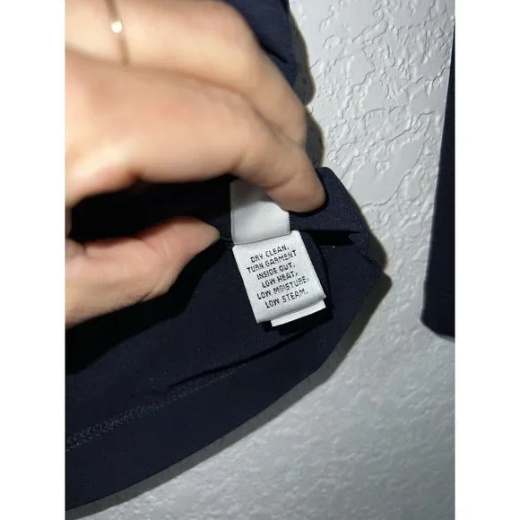 ST.JOHN Basic Shirt Navy Blue Mock Neck Turtle Neck NWTS $195 New Stretchy T - Picture 9 of 10